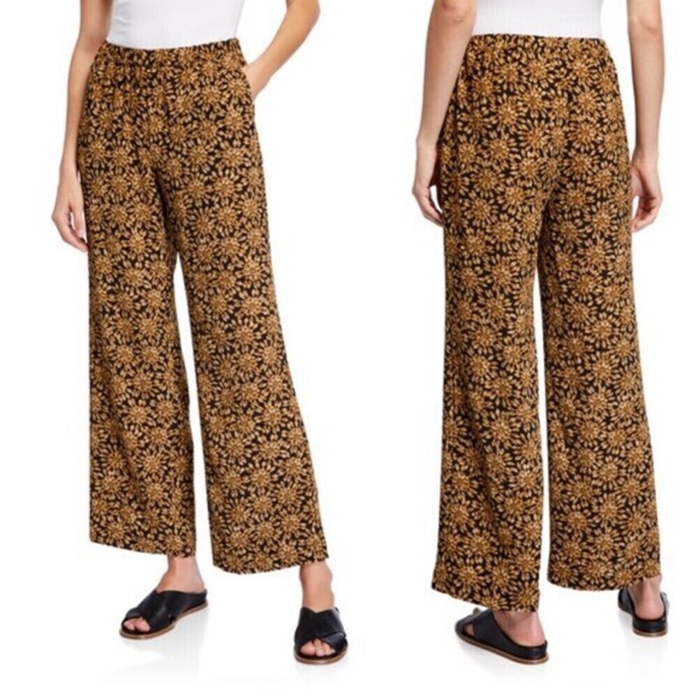 MICHAEL Michael Kors Women's Printed Wide Leg Pants $149 Size XS in black gold